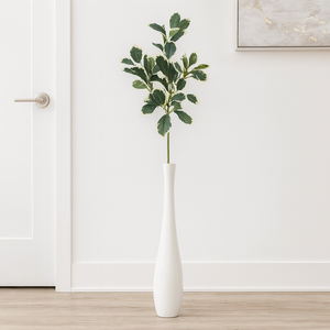 31" INCH Tall Artificial Ficus Leaves – Long, Realistic GREEN with WHITE TIP Ficus Stem – Faux Floral Stem for Vases, Bouquets, Wedding Centrepieces, and DIY Home Decor