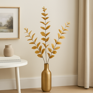 30" INCH Long EUCALYPTUS ORANGE COLOUR Artificial Stem – Leaf Stems with Extension, Bendable Branches for Floor Vase, Ginger Jars, Home Decor, Wedding Decor