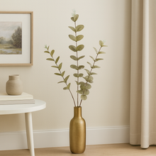 30" INCH Long EUCALYPTUS GREEN WITH PURPLE COLOUR Artificial Stem – Leaf Stems with Extension, Bendable Branches for Floor Vase, Ginger Jars, Home Decor, Wedding Decor