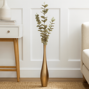 30" INCH Long EUCALYPTUS GREEN WITH PURPLE COLOUR Artificial Stem – Leaf Stems with Extension, Bendable Branches for Floor Vase, Ginger Jars, Home Decor, Wedding Decor