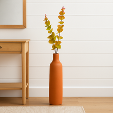 30" INCH Long EUCALYPTUS FALL COLOUR Artificial Stem – Orange and Red Shades Leaf Stems with Extension, Bendable Branches for Floor Vase, Ginger Jars, Home Decor, Wedding Decor