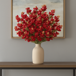 29" INCH Long Artificial Flower Stems – Flower Bunch in Metallic Gold and RED with Extension, Bendable Branches for Vase, Ginger Jars, Home Decor, Wedding Decor