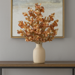 29" INCH Long Artificial Flower Stems – Flower Bunch in Metallic Gold and Orange Shades with Extension, Bendable Branches for Vase, Ginger Jars, Home Decor, Wedding Decor