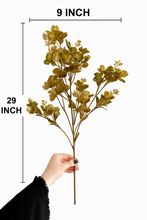 29" INCH Long Artificial Flower Stems – Flower Bunch in Metallic Gold and Shades of Green with Extension, Bendable Branches for Vase, Ginger Jars, Home Decor, Wedding Decor