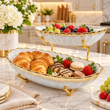 Food Bowl Set, Fruit Bowl Two Tiered Tray Multi-Layer Fruit or Stew Plates Exquisite Creative European Style Bowls Set