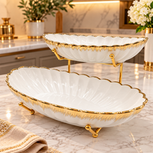 Food Bowl Set, Fruit Bowl Two Tiered Tray Multi-Layer Fruit or Stew Plates Exquisite Creative European Style Bowls Set