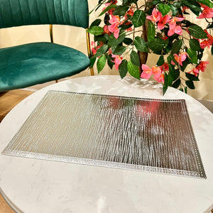 Placemats in Silver Rectangular Dining Table Mats with Special Layer Underneath Preventing Spills and Messes, Placemats for Dining Table Wedding Parties Accent Centrepiece