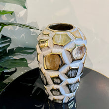 Vase Ceramic Grey and Gold Shades Geometric Cylinder Modern Flower Vase Home Decor Tabletop Accessories Available in TWO SIZES