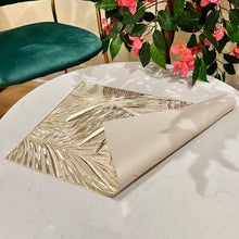 Placemats in Gold Rectangular Dining Table Mats with Special Layer Underneath Preventing Spills and Messes, Leaf Design Placemats for Dining Table Wedding Parties Accent Centrepiece