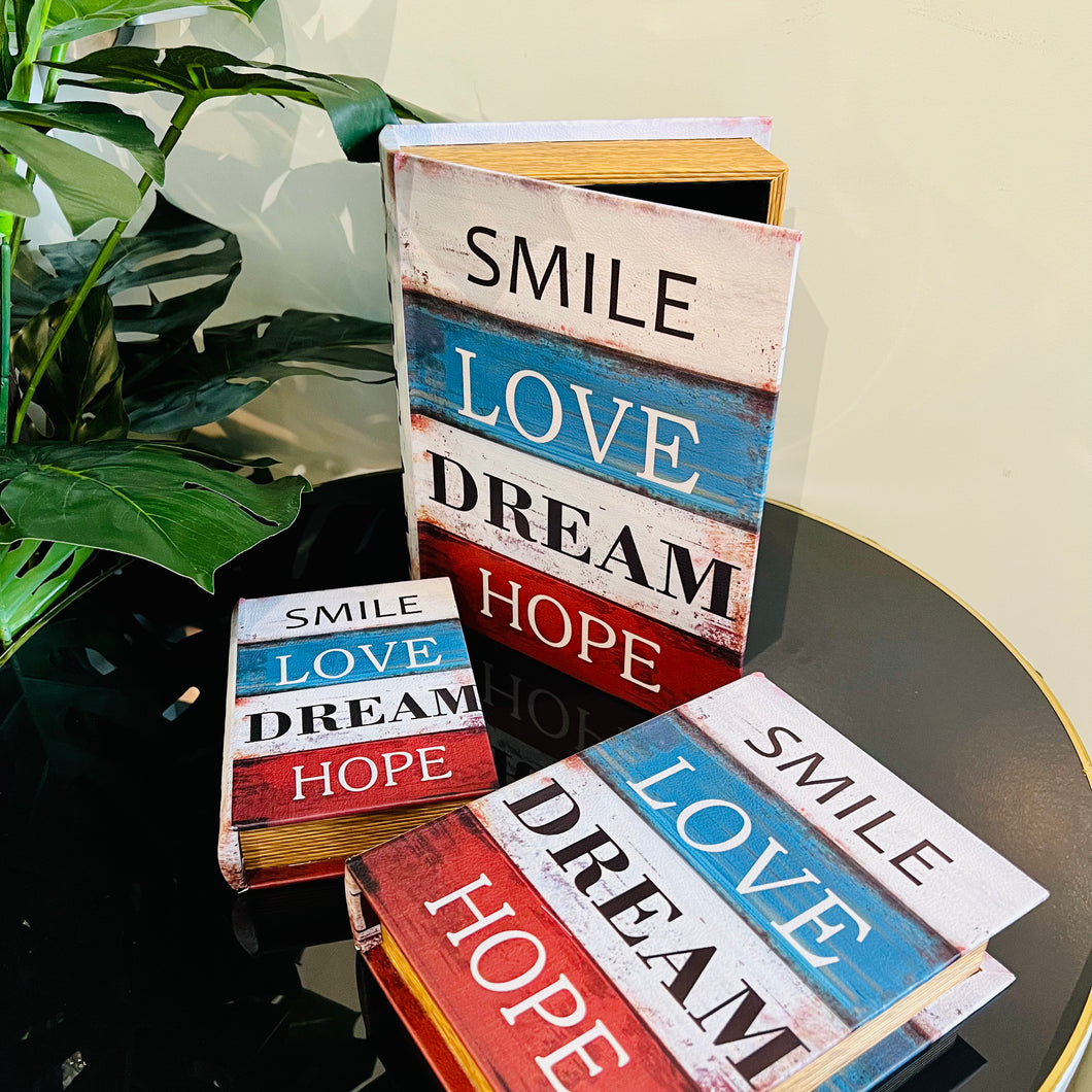 Creative Book Decor Set of Three Wooden Secret Safe Storage Hideaway Book Shape Box