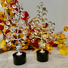 Crystal Tree Marble Sculpture Centre Piece Home Decoration in Gold OR Silver with Black Marble