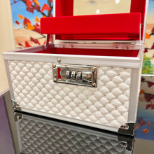Portable Jewelry Box with Lock Fashion Beauty Suitcase with Lock Silver and White Storage Box Cases