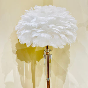 Feather Floor Lamp Standing Lamp with Gold Finish and White Feather Lampshade for Living Room Modern Floor Lamp Decorative Lamp for Bedroom Office Decor