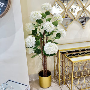 63" INCH Large Hydrangea Tree Artificial Indoors Outdoors White Hydrangea Plant Home Decor Trees Backyard Terrace Plant 5.3' ft Large Tree