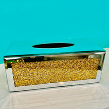Crystal Tissue Box Glass Luxury Tissue Holder Living Room/ Office/ Bedroom Decorative Storage Box in Gold OR Silver