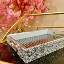 Tray Rectangular White Colour Wood and Glass Serving Tray Storage Tray Available in TWO SIZES Home Decoration Bathroom Decor Living Room Display Tray
