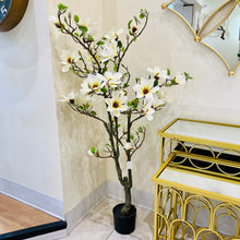 60" INCH Large Orchid Tree Artificial Indoors Outdoors White with Cream Colour Orchid Plant Home Decor Trees Backyard Terrace Plant 5' ft Large Tree
