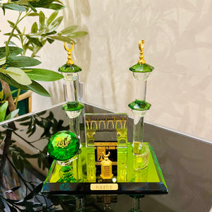 Crystal Glass Kaaba Tabletop Mecca Luxury Mosque Decoration Showpiece Islamic Home Decor