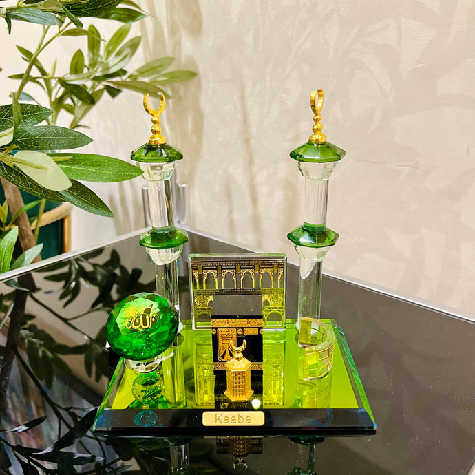 Crystal Glass Kaaba Tabletop Mecca Luxury Mosque Decoration Showpiece Islamic Home Decor