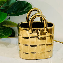 Vase Sack Shape Flower Pot Ceramic Sculpture Bag Like Vase in Gold OR Silver