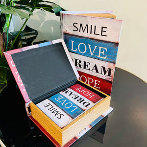 Creative Book Decor Set of Three Wooden Secret Safe Storage Hideaway Book Shape Box