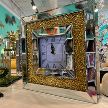 Tabletop Clock Crushed Crystal Roman Number Luxury Mirrored Square Clock in Silver OR Gold