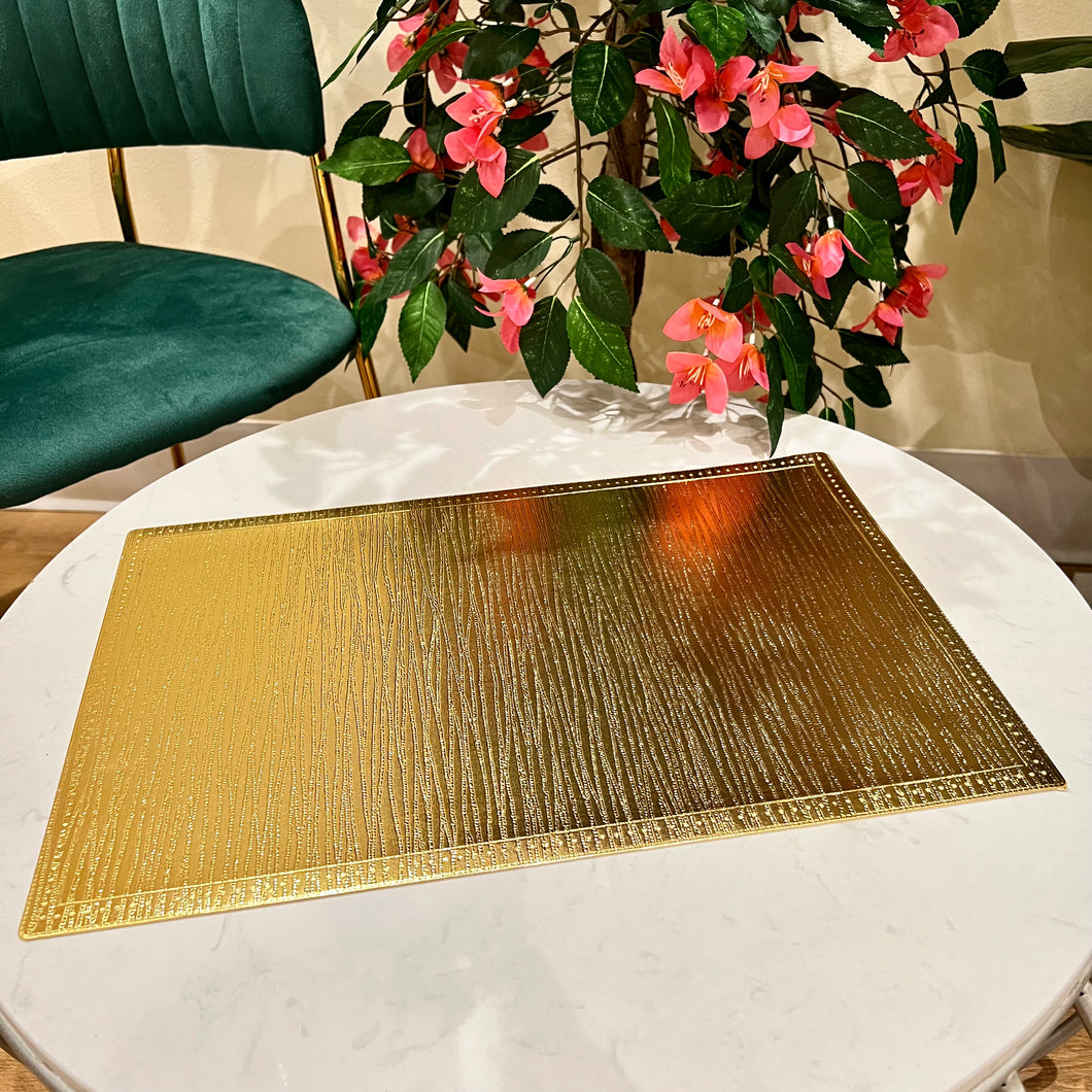 Placemats in Gold Rectangular Dining Table Mats with Special Layer Underneath Preventing Spills and Messes, Placemats for Dining Table Wedding Parties Accent Centrepiece