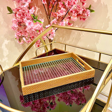 Tray Rectangular Bamboo Brown Colour Wood and Glass Serving Tray Storage Tray Available in TWO SIZES Home Decoration Bathroom Decor Living Room Display Tray