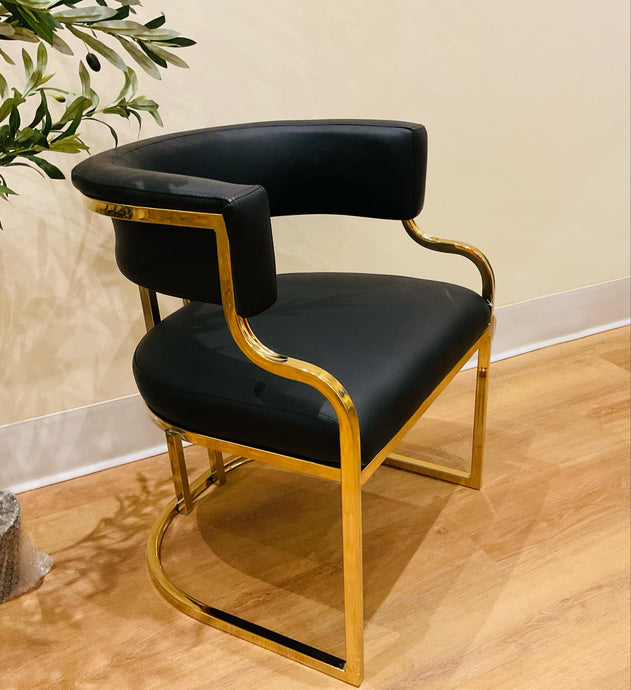 Black and Gold Chair Metal Dine Armchair Modern Furniture Restaurant Chair Leather Dining Chairs