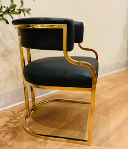Black and Gold Chair Metal Dine Armchair Modern Furniture Restaurant Chair Leather Dining Chairs