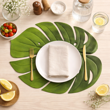 Placemats in GREEN Leaf Shape for Dining Table Wedding Parties Accent Centrepiece