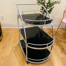Three Layer Cart Silver Stainless Steel Frame Service Trolley 3-Tier with Wheels for Home Decor Office Hotel Parties