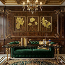 Wall Décor in Gold Metal of Flowers & Leaves