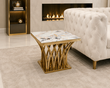 Side Table for Living Room | Modern Luxury Gold End Table with Marble Top | Elegant Marble Side Table