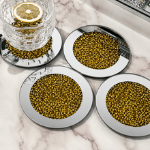 Drink Coasters Gold Crystal Cup Mats Round for Coffee, Tea or any other Beverage Mugs Elegant Crushed Diamond Bling Table Accessories (ONE PIECE INCLUDED)