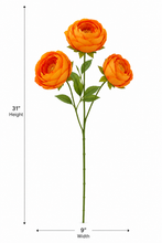 31" INCH Large Peonies Artificial Flower Stem – Realistic Three Orange Peony Heads in One Flower Stem | Decorative Long Faux Flower Stem for Vases, Bouquets, Wedding Centrepieces, and DIY Home Decor