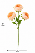 31" INCH Large Peonies Artificial Flower Stem – Realistic Three Peach Peony Heads in One Flower Stem | Decorative Long Faux Flower Stem for Vases, Bouquets, Wedding Centrepieces, and DIY Home Decor
