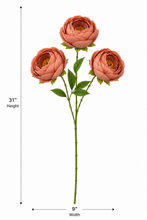 31" INCH Large Peonies Artificial Flower Stem – Realistic Three Blush Peony Heads in One Flower Stem | Decorative Long Faux Flower Stem for Vases, Bouquets, Wedding Centrepieces, and DIY Home Decor
