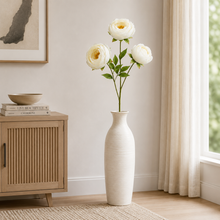 31" INCH Large Peonies Artificial Flower Stem – Realistic Three White Peony Heads in One Flower Stem | Decorative Long Faux Flower Stem for Vases, Bouquets, Wedding Centrepieces, and DIY Home Decor