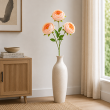 31" INCH Large Peonies Artificial Flower Stem – Realistic Three Peach Peony Heads in One Flower Stem | Decorative Long Faux Flower Stem for Vases, Bouquets, Wedding Centrepieces, and DIY Home Decor