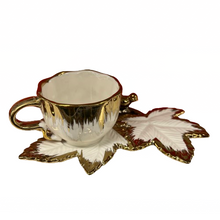 Turkish Coffee Cups SET of Six with Saucers Creative Design Plates that Hold the Cup on one side and snacks on the other side Hot Drink Cups Gold and White Ceramic Luxury Looking Coffeecup Set 6-Pieces