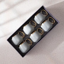 Tea Cups Set of Six Grey Gold Tea Coffee Mugs Hot Cold Drink Cups Ceramic Luxury Looking Coffee Tea Mugs Set 6-Pieces
