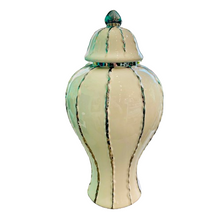 Ginger Jar Large with Lid in Silver and White Ceramic for Living Room or Kitchen Decoration