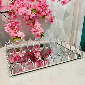 Tray Rectangular Silver Mirror Glass Tray Metal Storage Tray Home Decoration Bathroom Decor Creative Living Room Display Tray