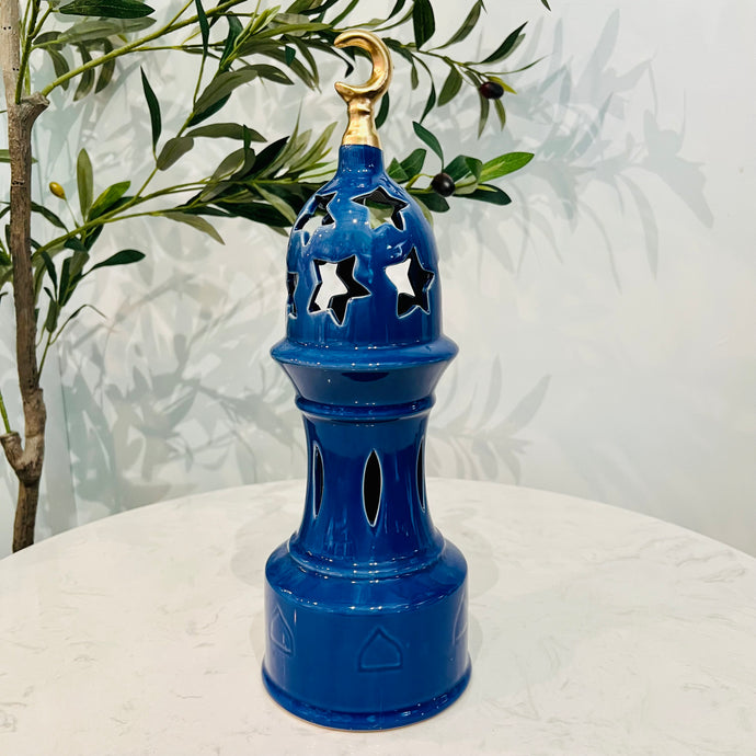 Lantern Blue Centrepiece with Light Up Button for Tabletop Decor Wedding Decoration Event Organizing Holiday Ramadan Home Decoration