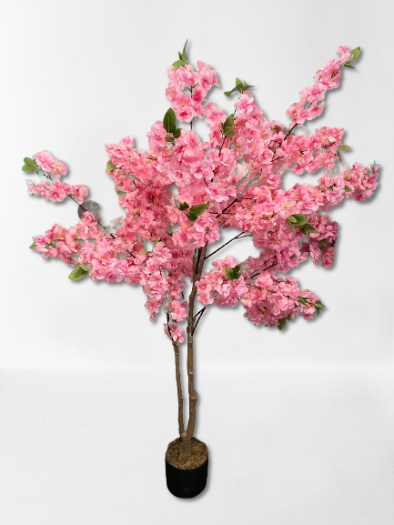5' ft Cherry Blossom Tree Artificial Indoors Outdoors Pink Cherry Blossom Plant Home Decor Trees Backyard Terrace Plant 60 INCH Large Tree
