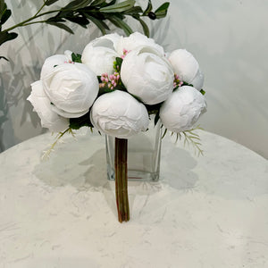 Flower Bunch Flower Bouquet Silk Floral Bunch in WHITE with Fillers Greeneries for Home Decor, Office, Bedroom, Living Room Flowers for Vases