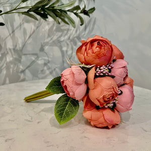 Flower Bunch Flower Bouquet Silk Floral Bunch in two PINK SHADES with Fillers Greeneries for Home Decor, Office, Bedroom, Living Room Flowers for Vases