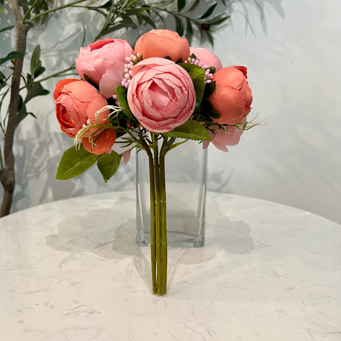 Flower Bunch Flower Bouquet Silk Floral Bunch in two PINK SHADES with Fillers Greeneries for Home Decor, Office, Bedroom, Living Room Flowers for Vases