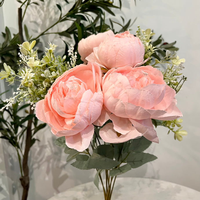 Flower Bunch in PINK Flower Bouquet Silk Floral Bunch with Fillers Greeneries for Home Decor, Office, Bedroom, Living Room Flowers for Vases
